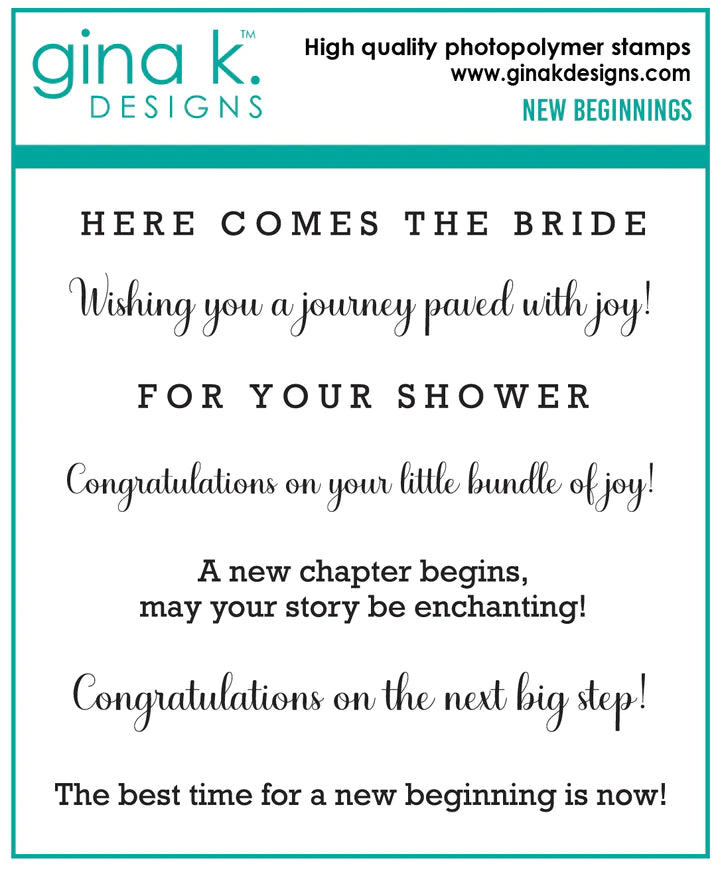 New Beginnings Stamp Set from Gina K Designs