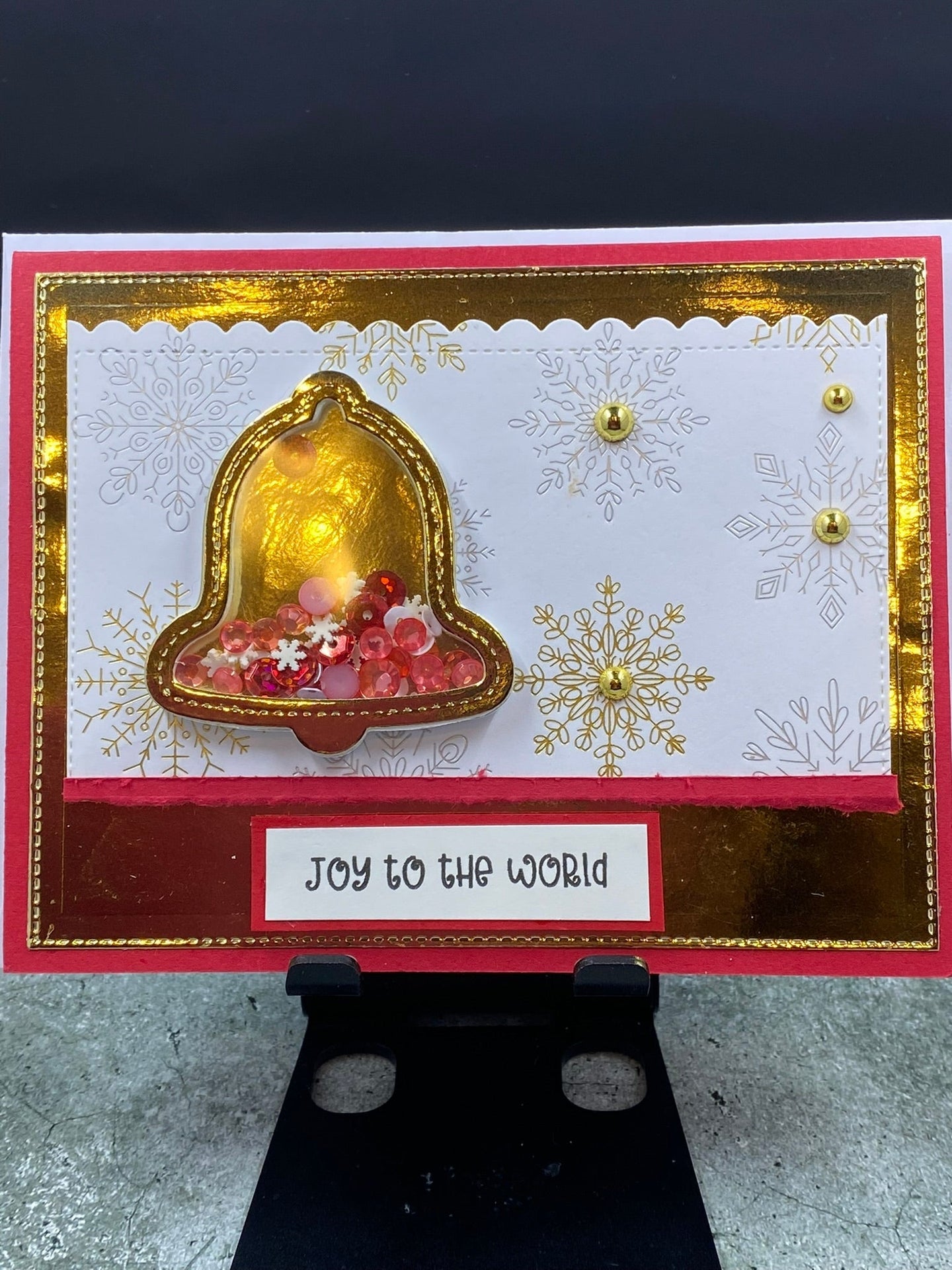 Joy To the World Gold Bell Shaker Card