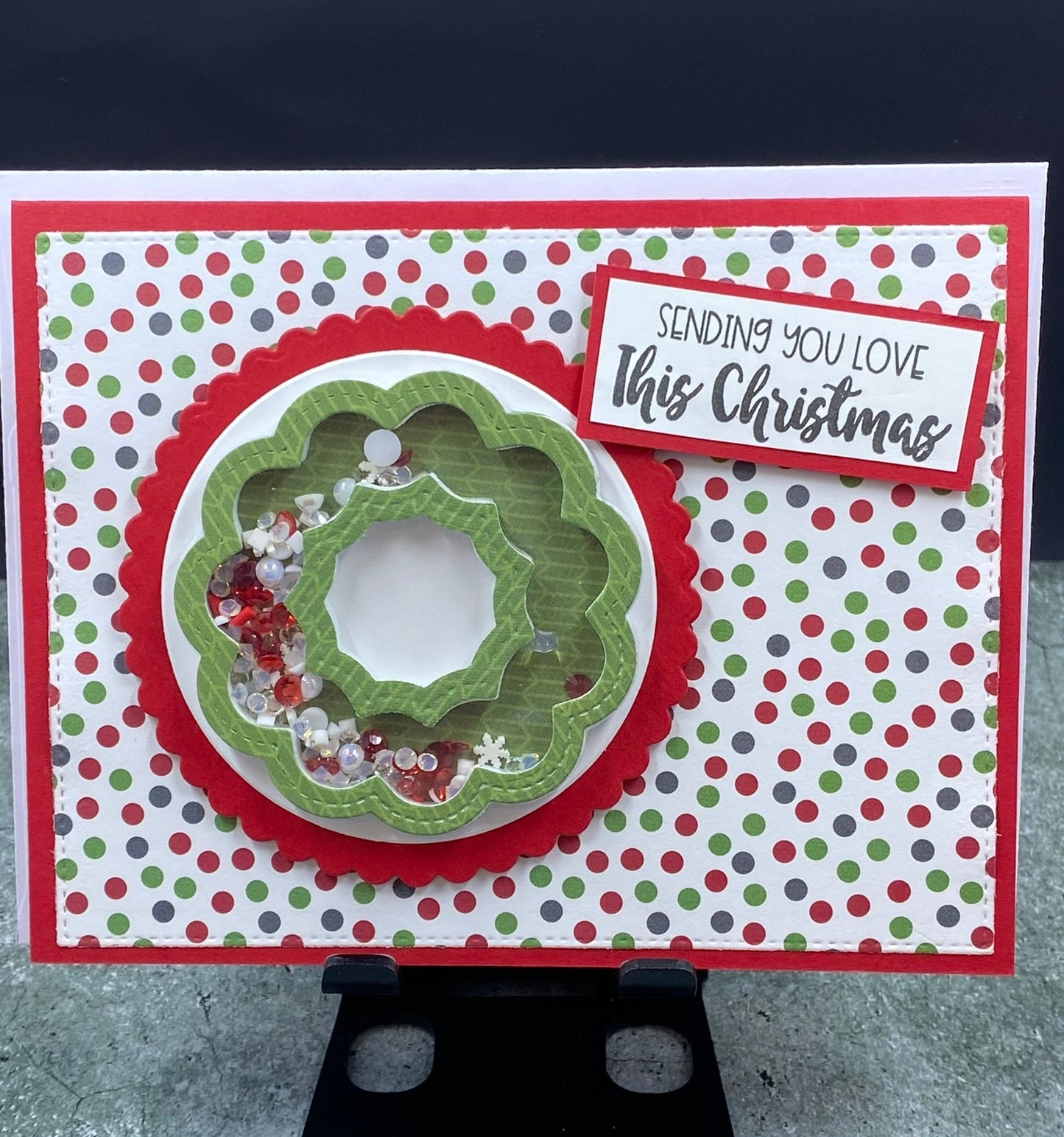 All Hearts Come Home for Christmas Wreath Shaker Card - CM Design Studios