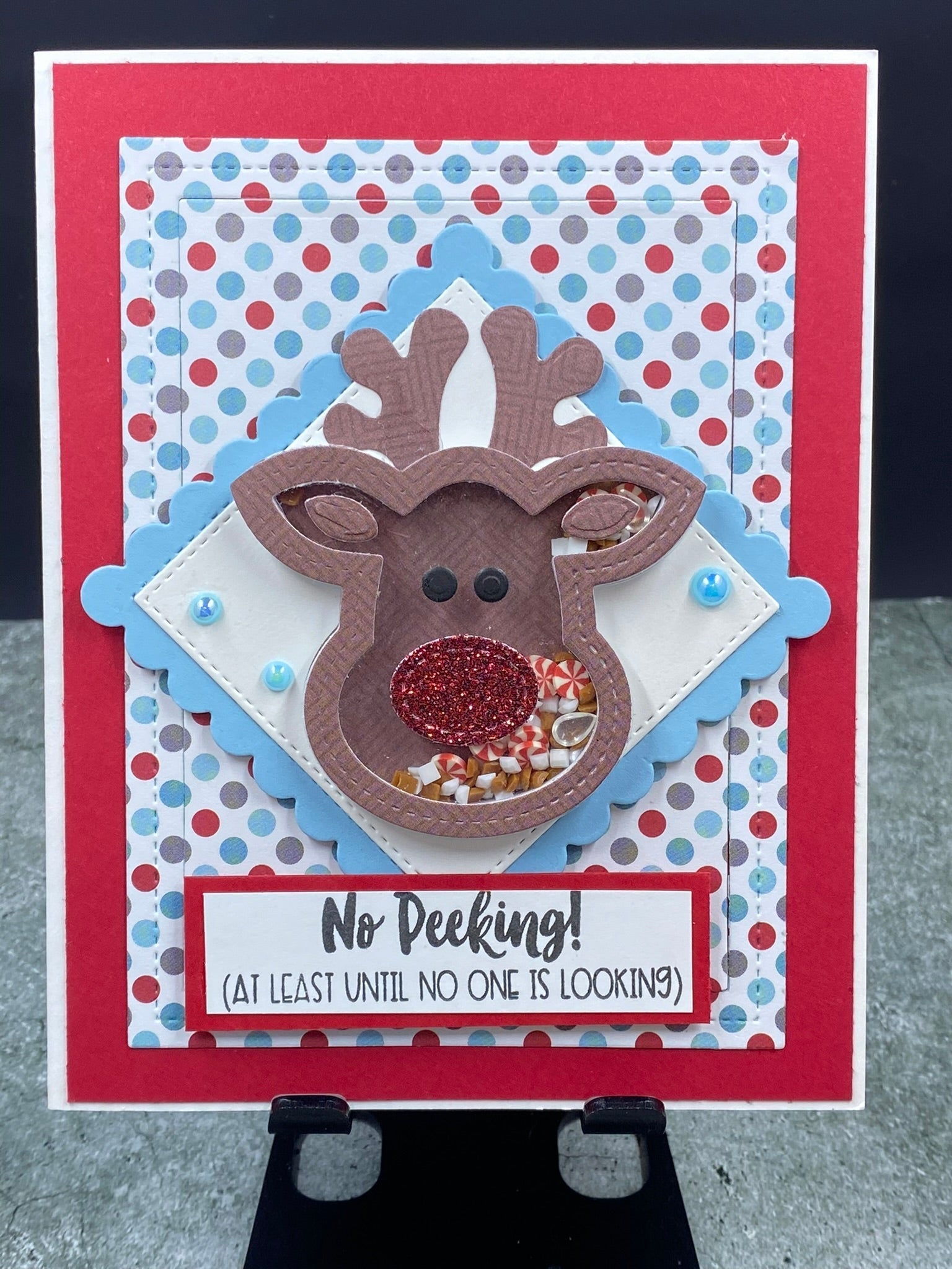 No Peeking Reindeer Shaker Card - CM Design Studios