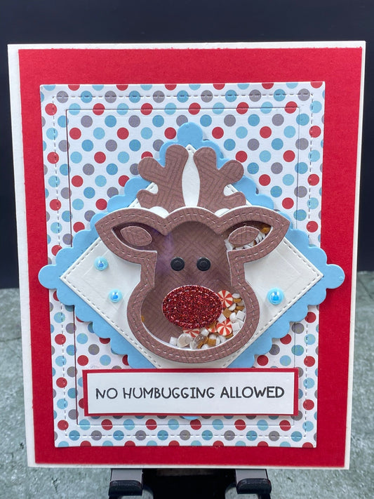 No Humbugging Allowed Reindeer Shaker Card - CM Design Studios