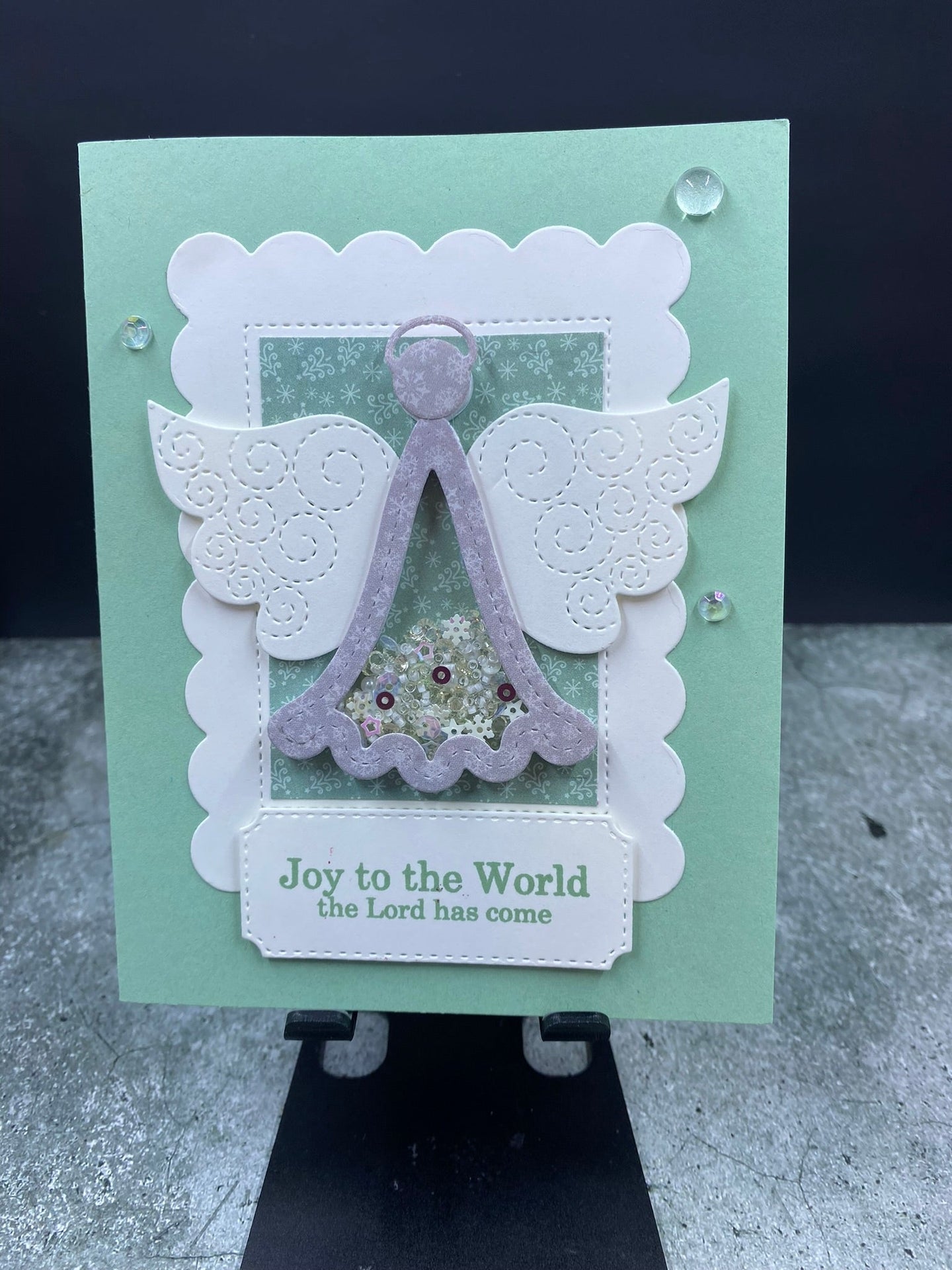 Joy To the World The Lord Has Come with Angel Shaker Card - CM Design Studios