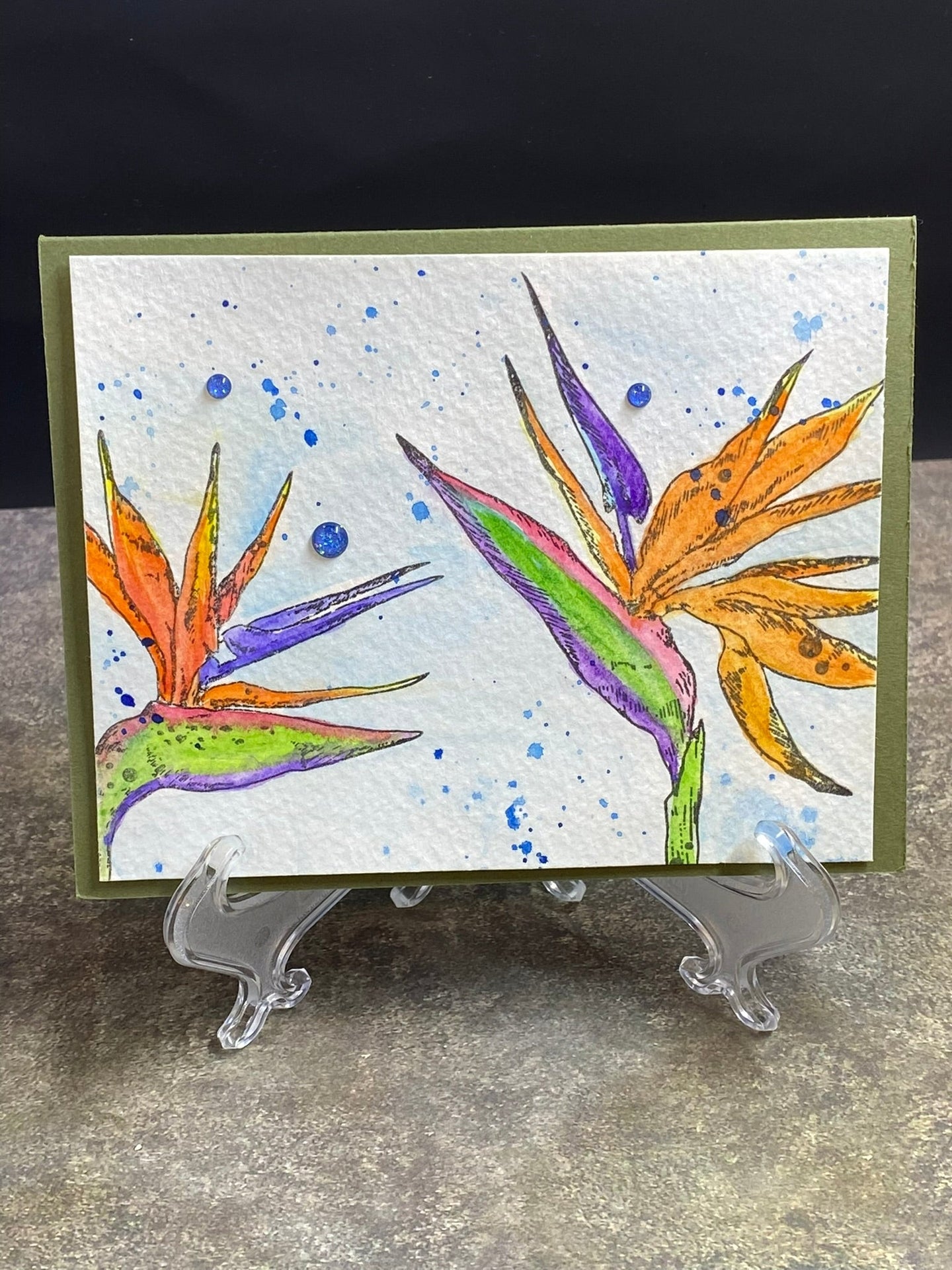 Watercolored Flower Blank Card
