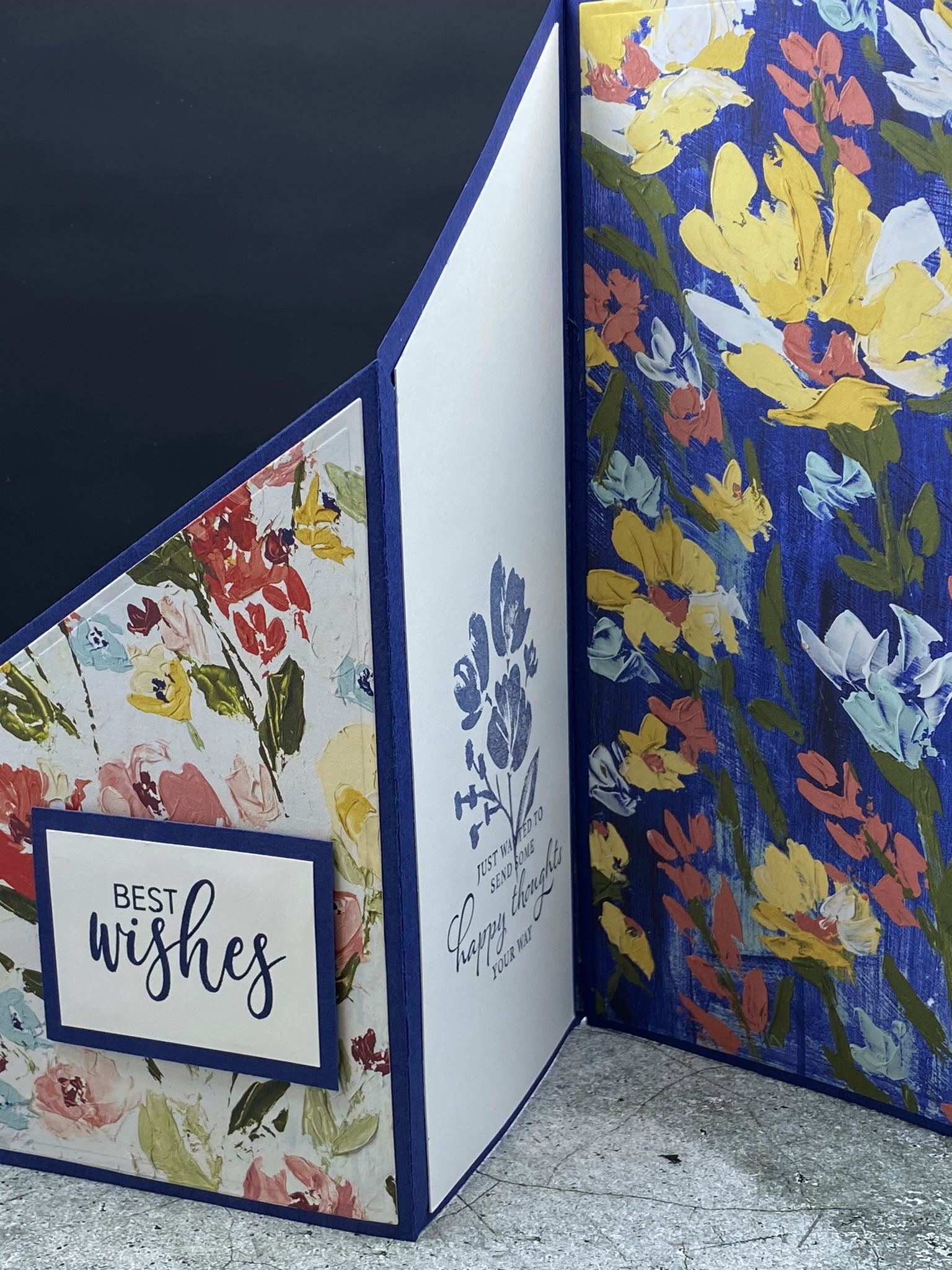 Best Wishes Floral Fancy Fold Card - CM Design Studios